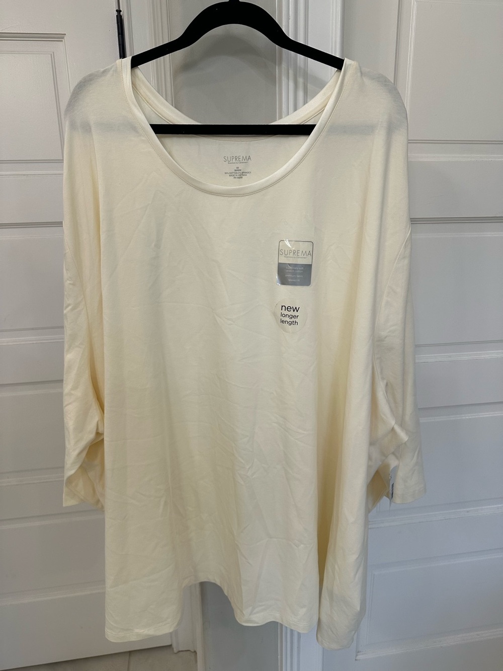 NEW Catherines Suprema Women’s  6X Plus Top Blouse Shirt 3/4 Sleeve Ivory Basic